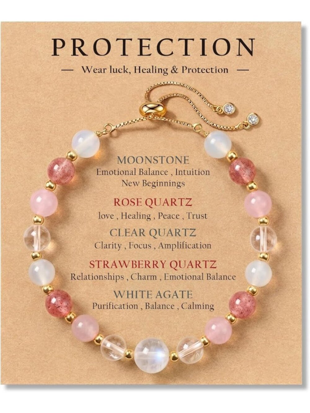 Healing Crystal Moonstone Bracelets for Women | Protection & Energy Jewelry